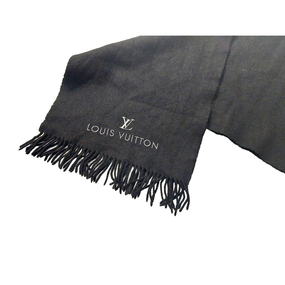 Louis Vuitton LV Black Cashmere Scarf Pre-Owned - Picture 4 of 13